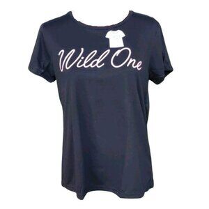 Bobbie Brooks Womens Pajama Top "Wild One" XL Black & Pink Rayon/Polyester